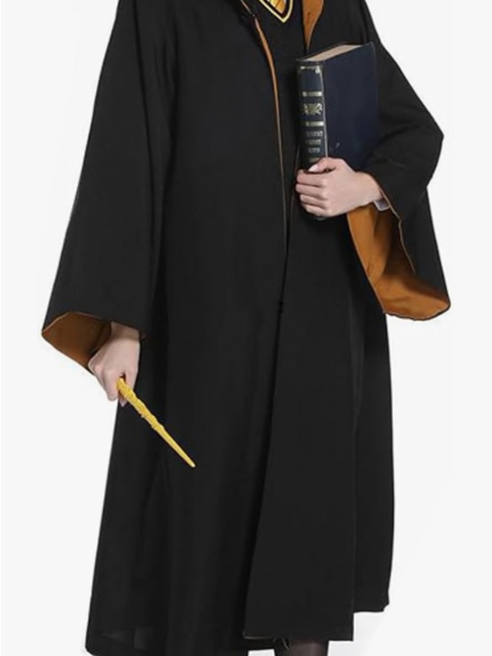Magician Robe Wizard Cloak Costume with Hood, wand and tie size adult small
